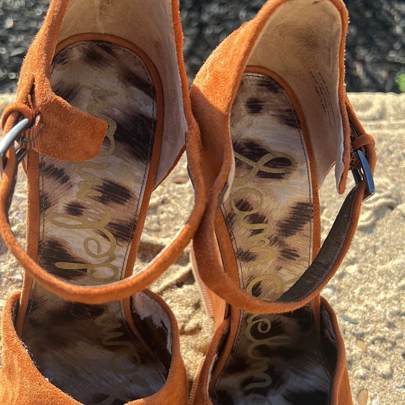 Sam Edelman Brown/Rust Wedge Platform Open Toe Sandals & Ankle Strap - Picture 6 of 8